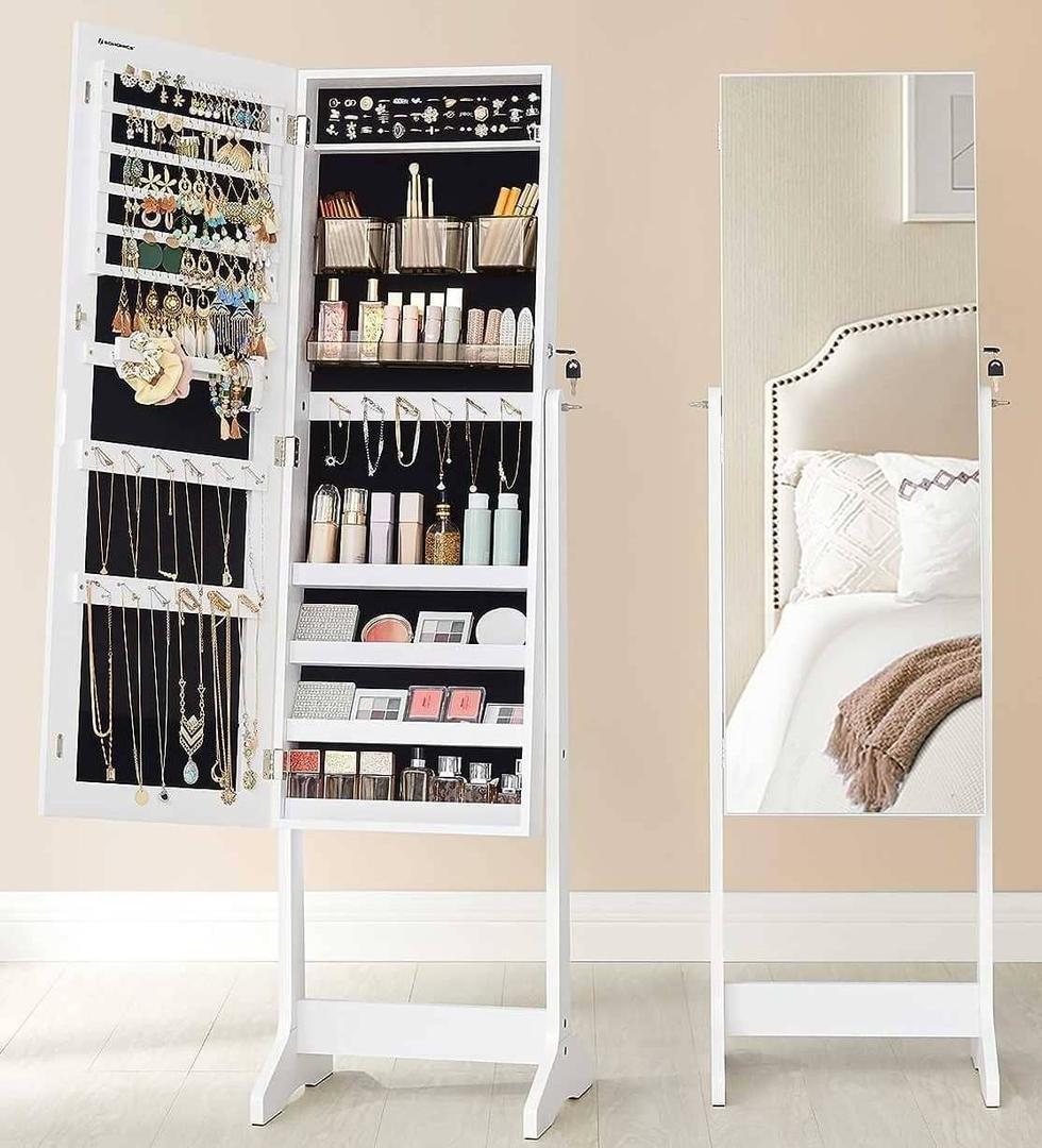 SONGMICS Espejo Armario Joyero con 2 Organizadores de Cosméticos de Amazon