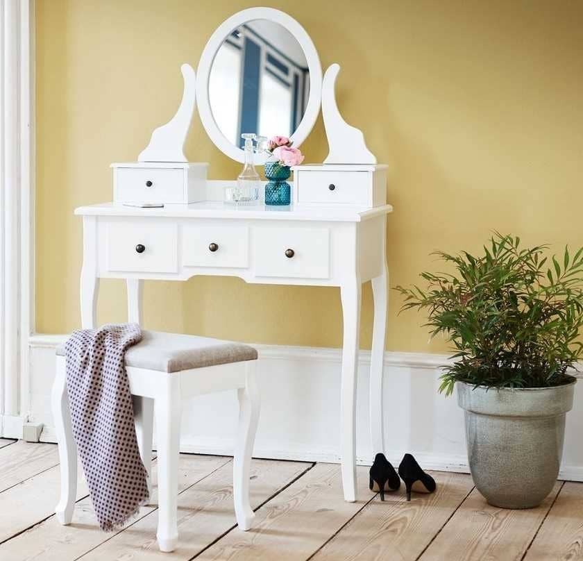 Tocador MALLING con espejo 5 cajones blanco de JYSK