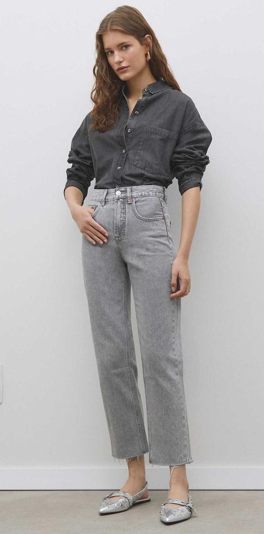 D96 jeans straight cropped de Stradivarius