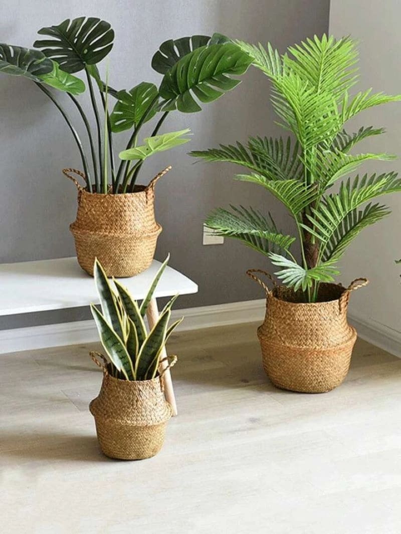 Cesta tejida de paja