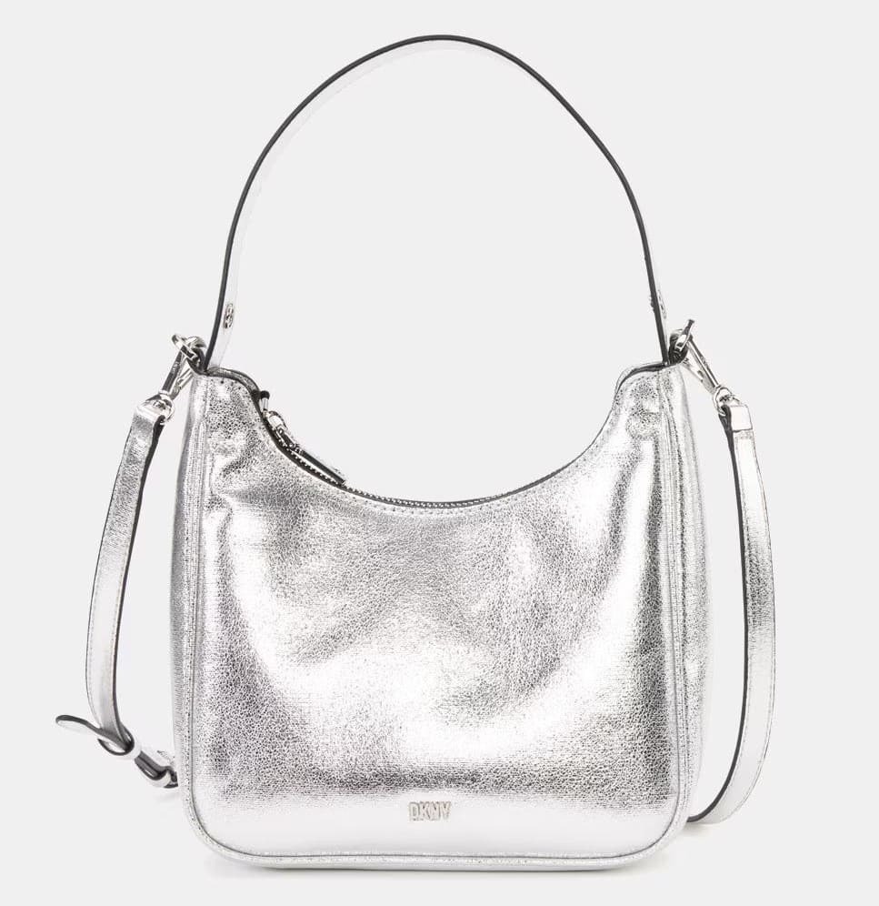 Bolso de hombro pequeño y metalizado DKNY
