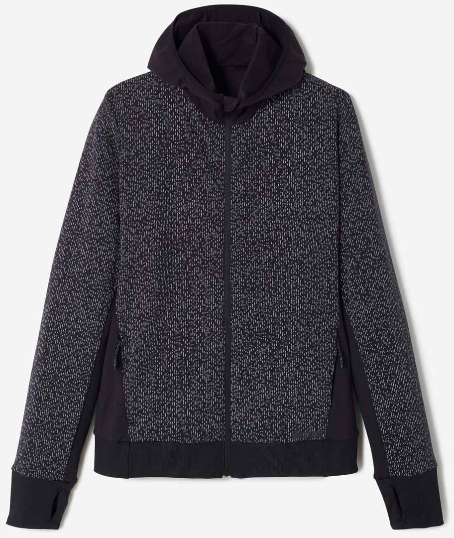 Chaqueta running capucha mujer - Warm negro motivos reflectantes de Decathlon
