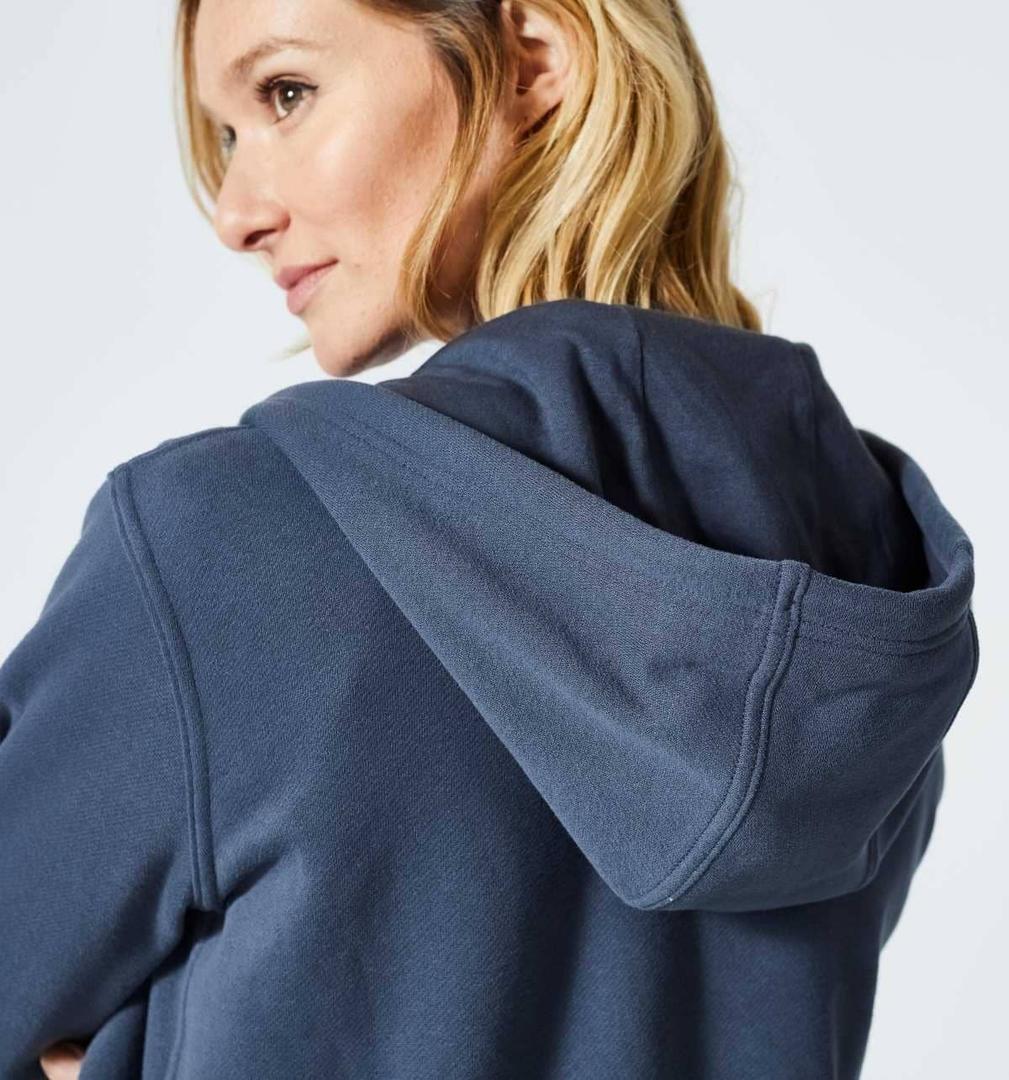 Sudadera Fitness 500 Essential Mujer Verde Romero Cremallera Capucha de Decathlon