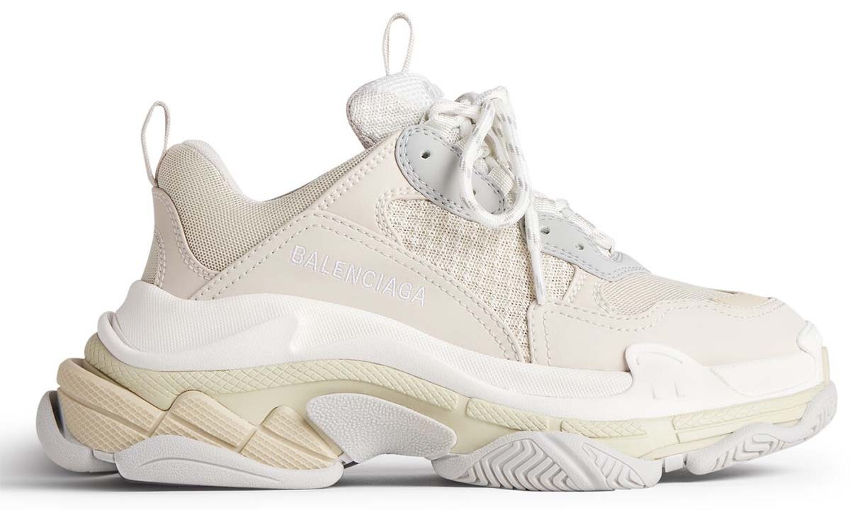 Zapatillas Triple S en espuma doble y malla blanco roto de Balenciaga