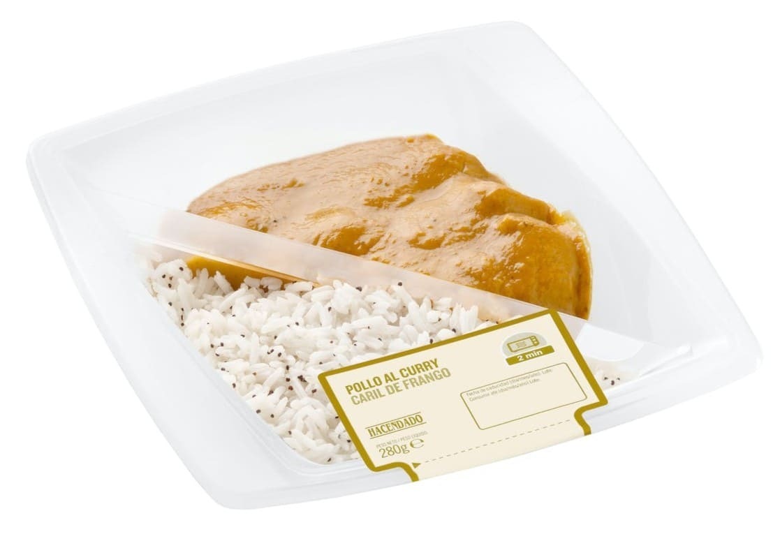 Pollo al curry con arroz basmati