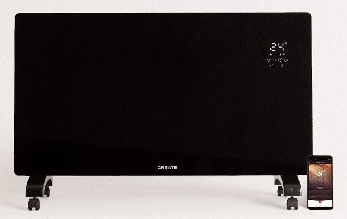 Convector eléctrico de cristal con Wi-Fi y ruedas Warm Crystal