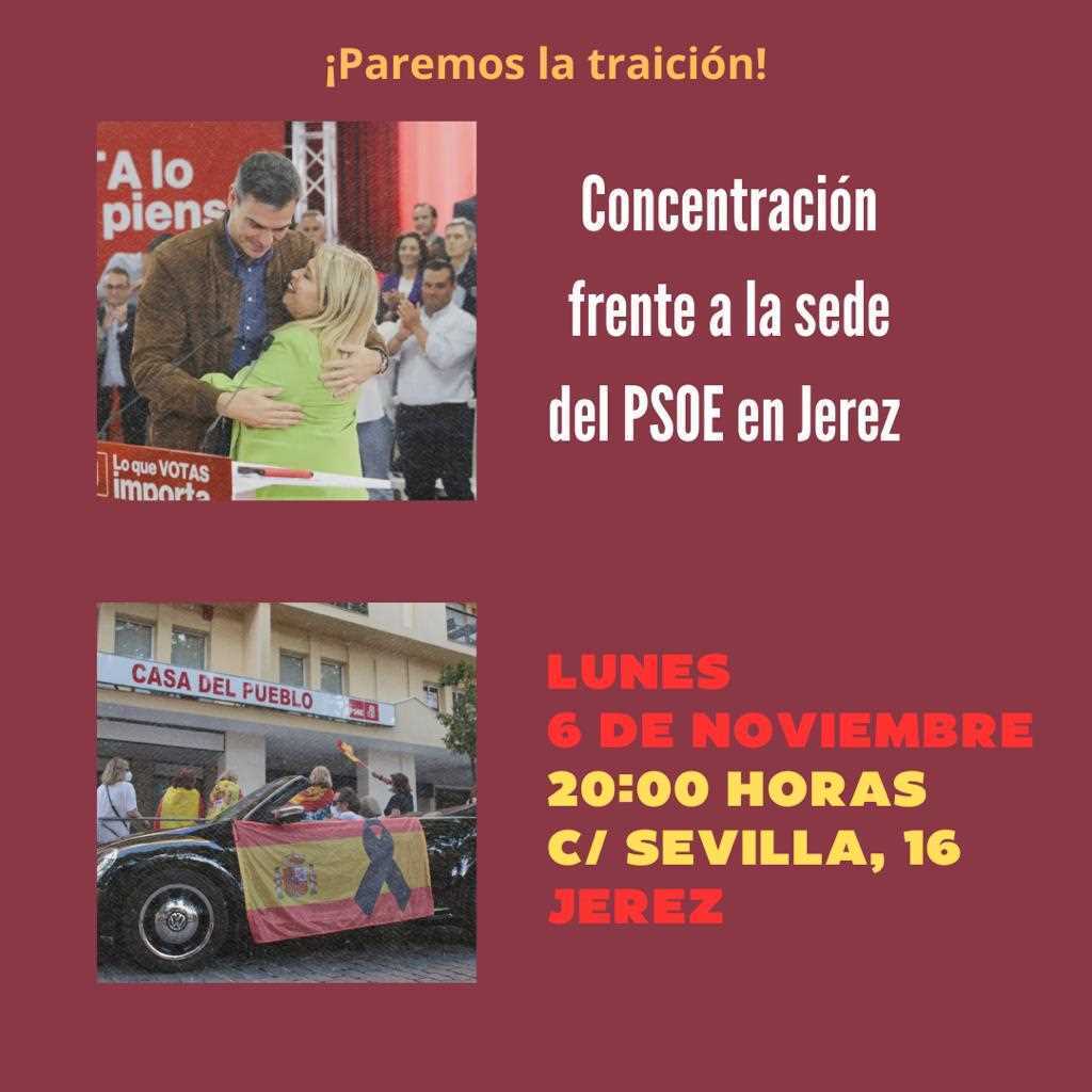 Convocatoria de protesta frente a la sede del PSOE en Jerez
