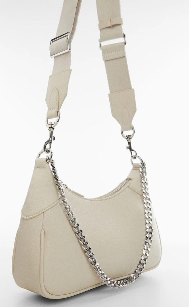 Bolso bandolera con cadena de color caqui de Mango