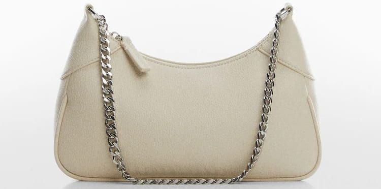 Bolso bandolera con cadena de color caqui de Mango