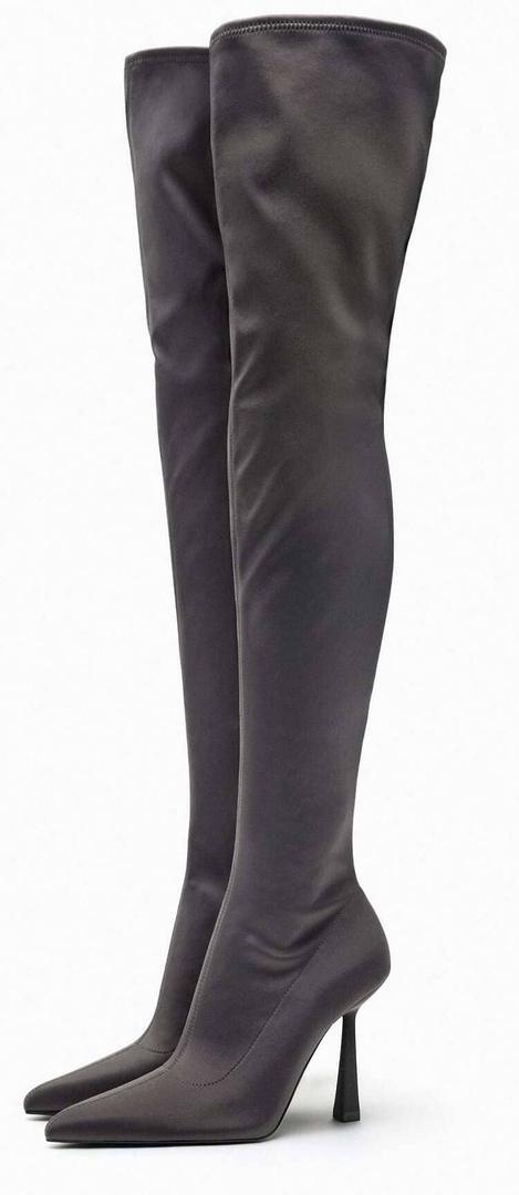 Botas de tacón XL de tejido en Zara