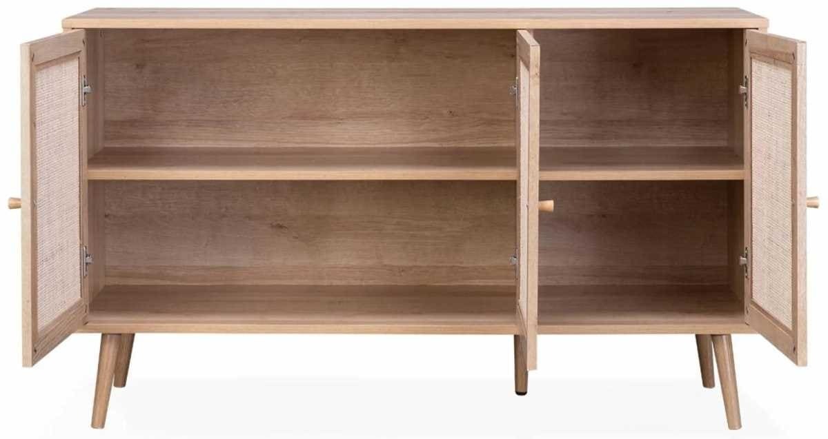 Aparador de caña Bohème 2 niveles, 3 puertas, patas escandinavas de Leroy Merlin