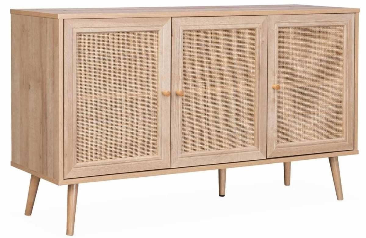 Aparador de caña Bohème 2 niveles, 3 puertas, patas escandinavas de Leroy Merlin