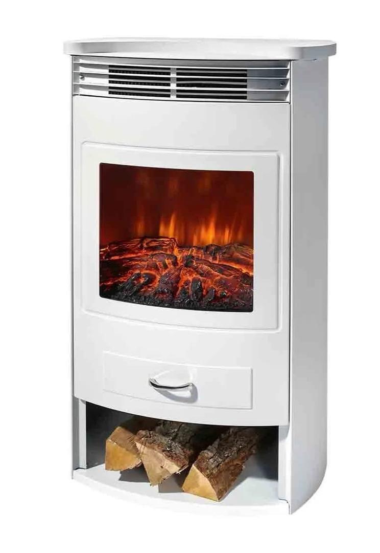 Chimenea eléctrica con compartimiento de almacenamiento