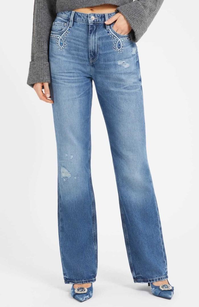 Vaqueros rectos de talle alto de Guess