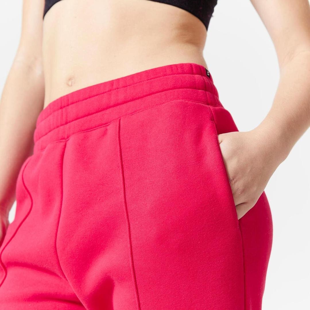 Pantalones 500 de mujer en color rosa Fitness con forro polar cálido de Domyos en Decathlon