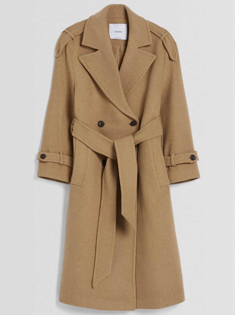 Abrigo trench con lana de Bershka