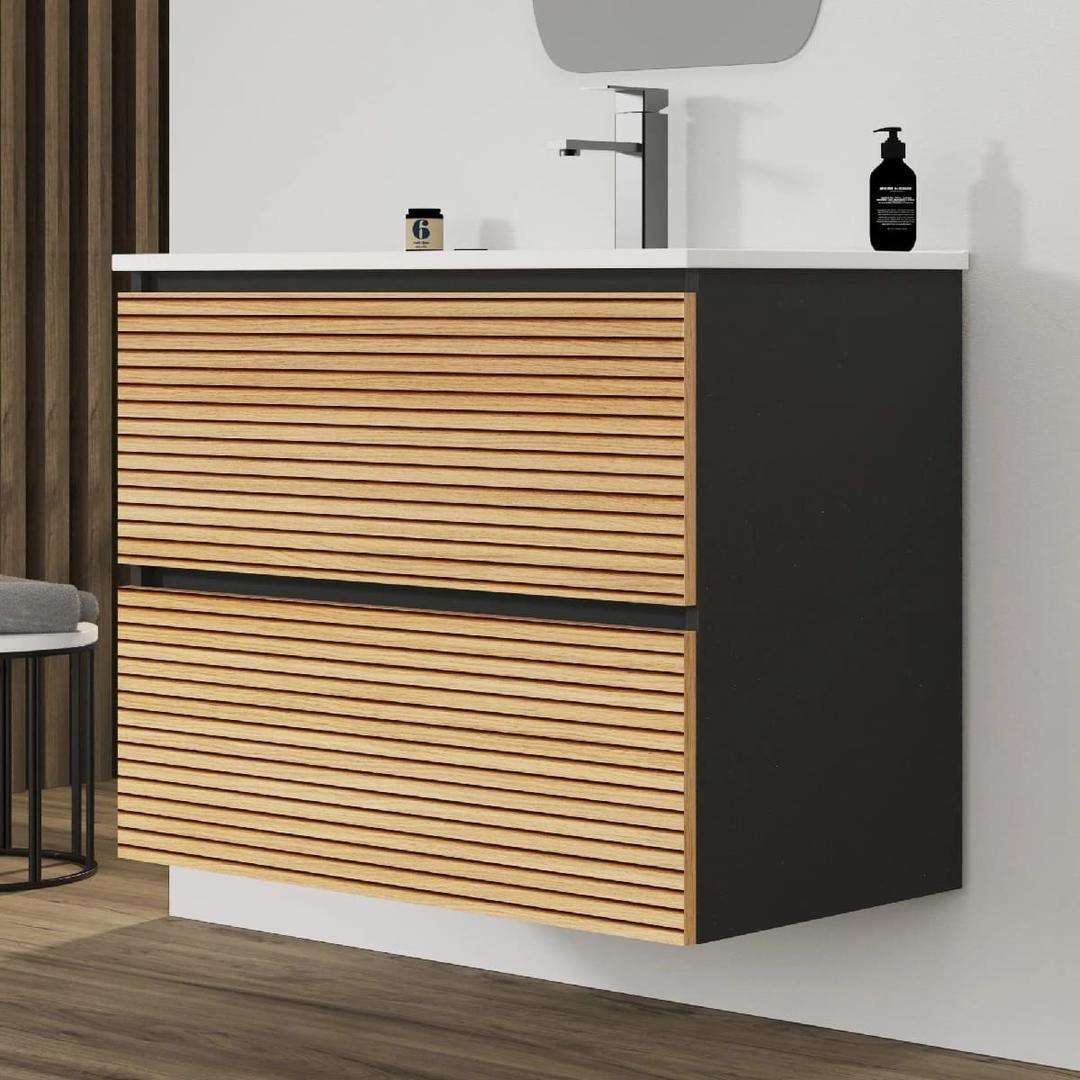 Mueble de baño con lavabo y espejo Japón de Leroy Merlin