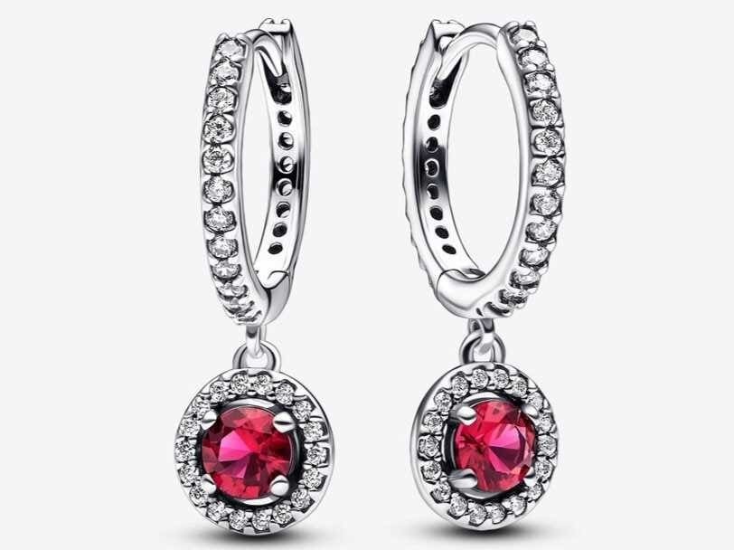 Pendientes de Aro Círculo Rojo Brillante