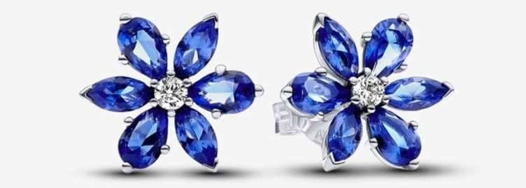 Pendientes de Botón Herbario Azul Brillante