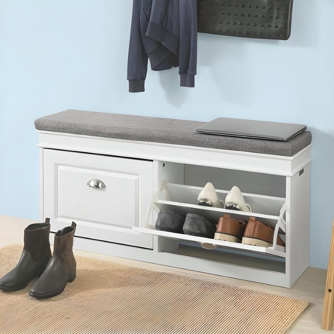 Banco zapatero con 2 cajones