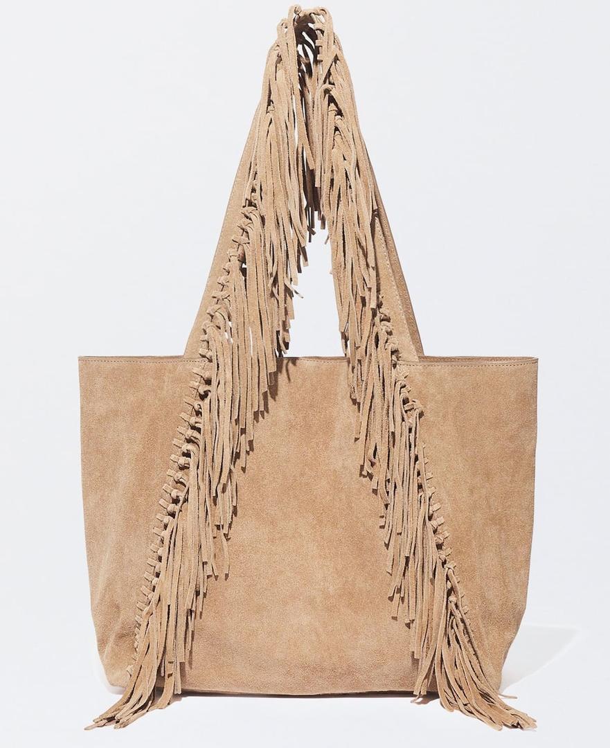 Bolso shopper de hombro de piel con flecos de Parfois