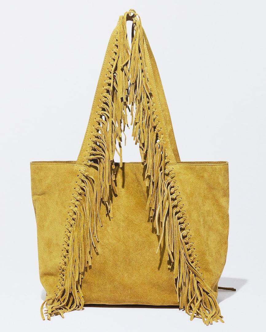 Bolso shopper de hombro de piel con flecos de Parfois