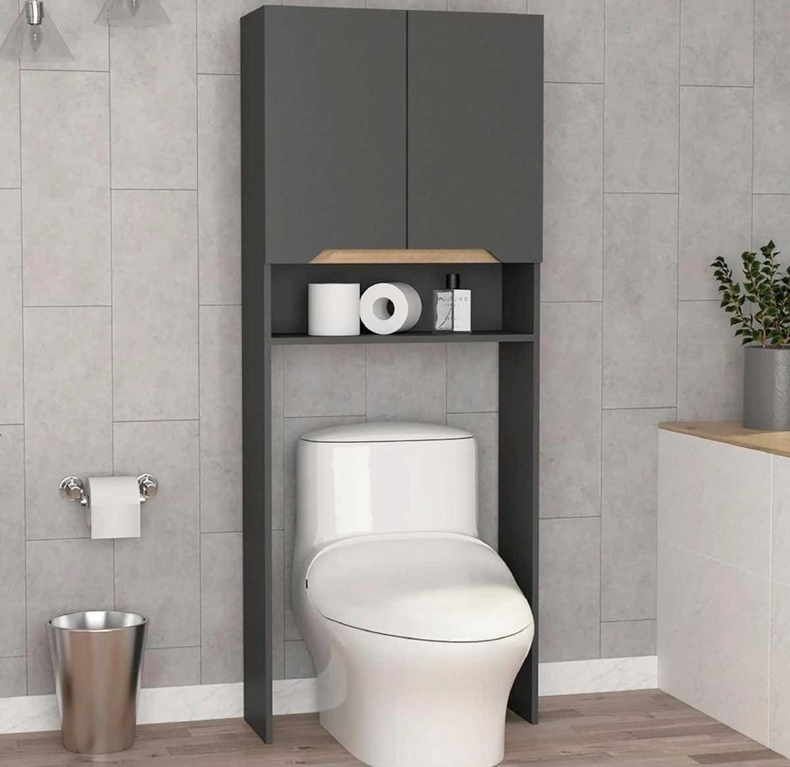 Estantería de Baño Sobre Inodoro Laurent con dos puertas Plomo Duna de Leroy Merlin