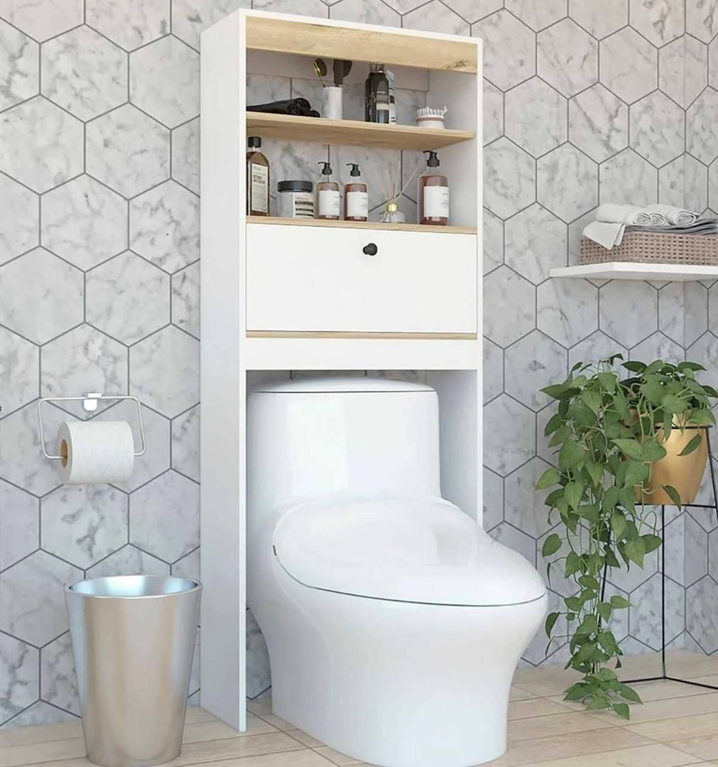 Estantería de Baño Sobre Inodoro Málaga con estantería Blanco Duna de Leroy Merlin