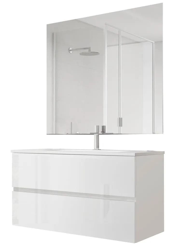 Mueble de baño con lavabo y espejo ZOE blanco de 101 cm en Leroy Merlin