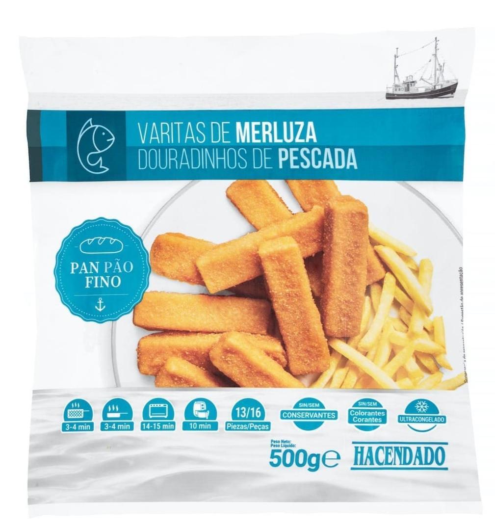 Varitas de merluza empanadas