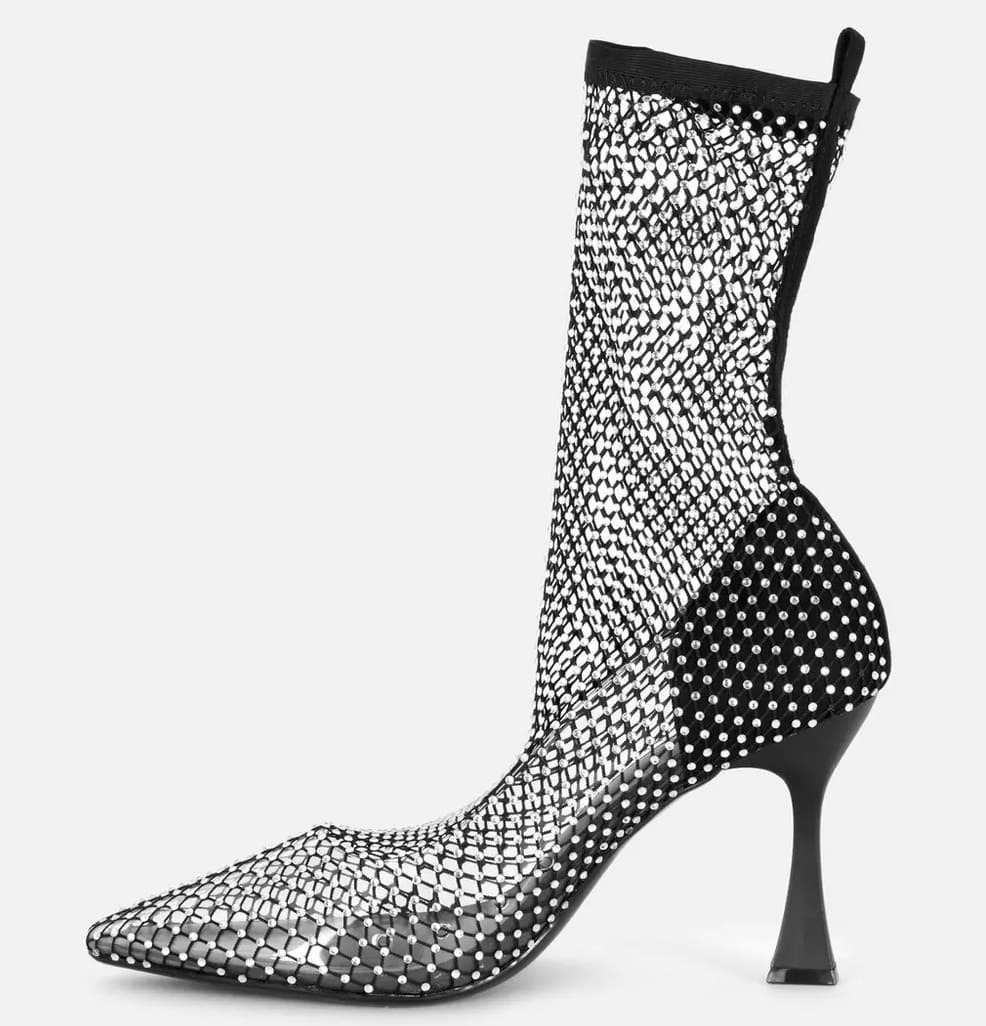 Botas de malla brillante con tacón de Primark