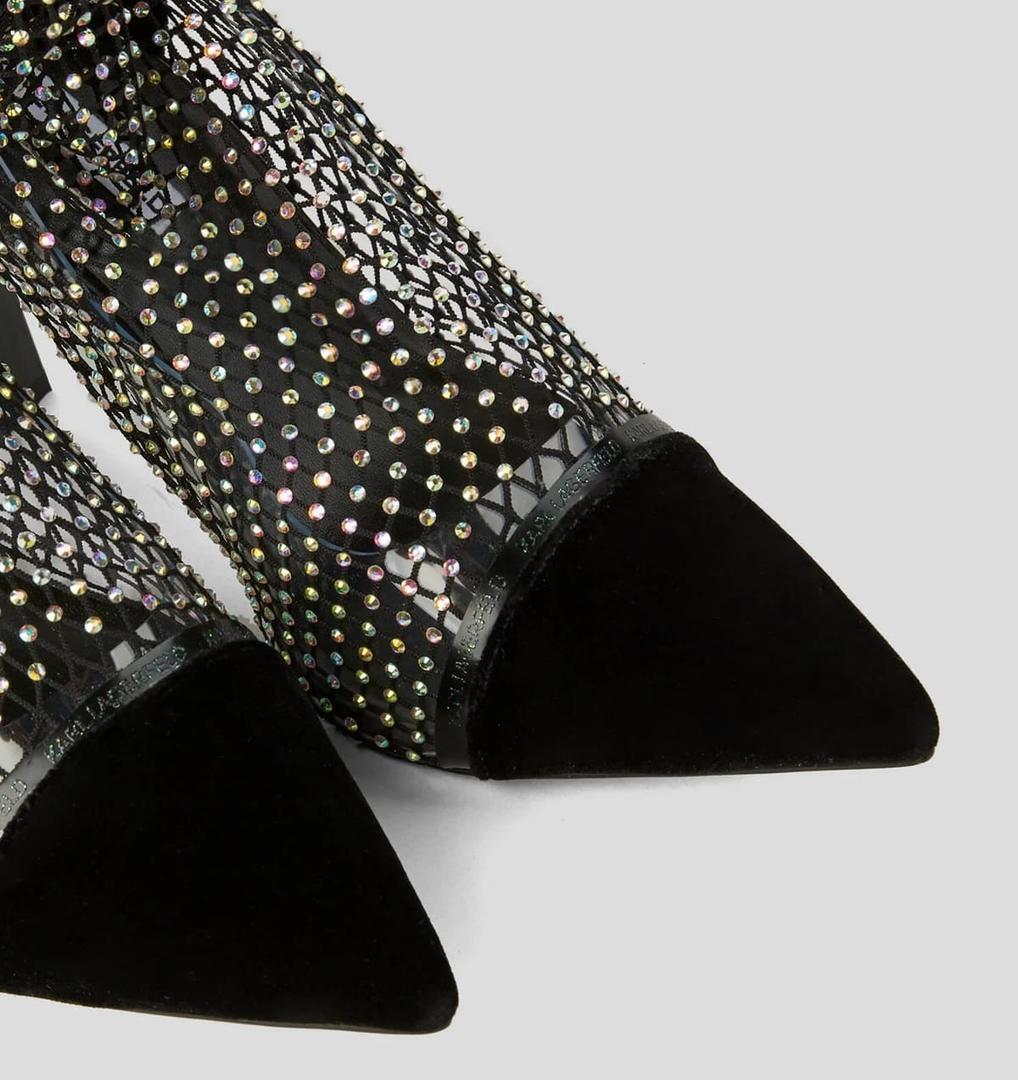 Botas de malla brillante con tacón de Karl Lagerfeld