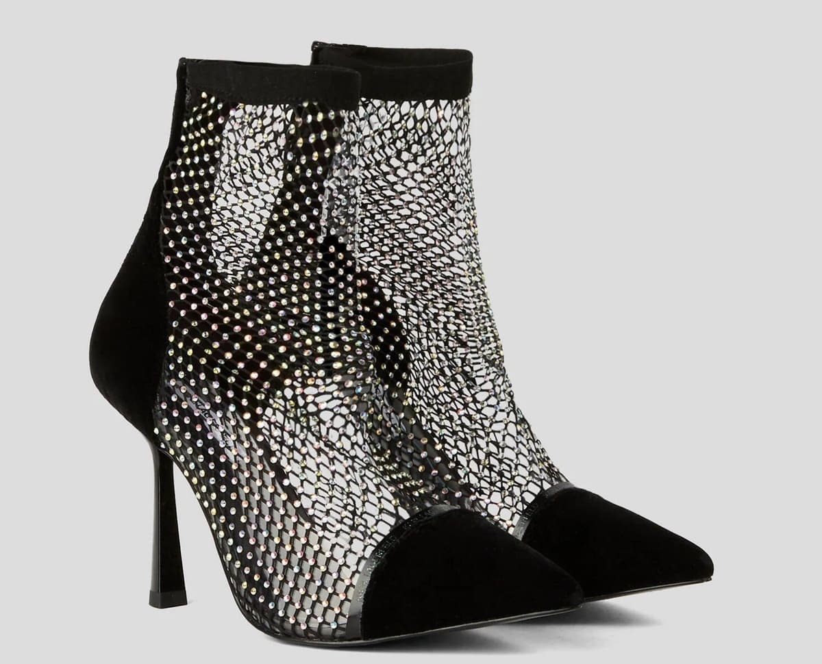 Botas de malla brillante con tacón de Karl Lagerfeld