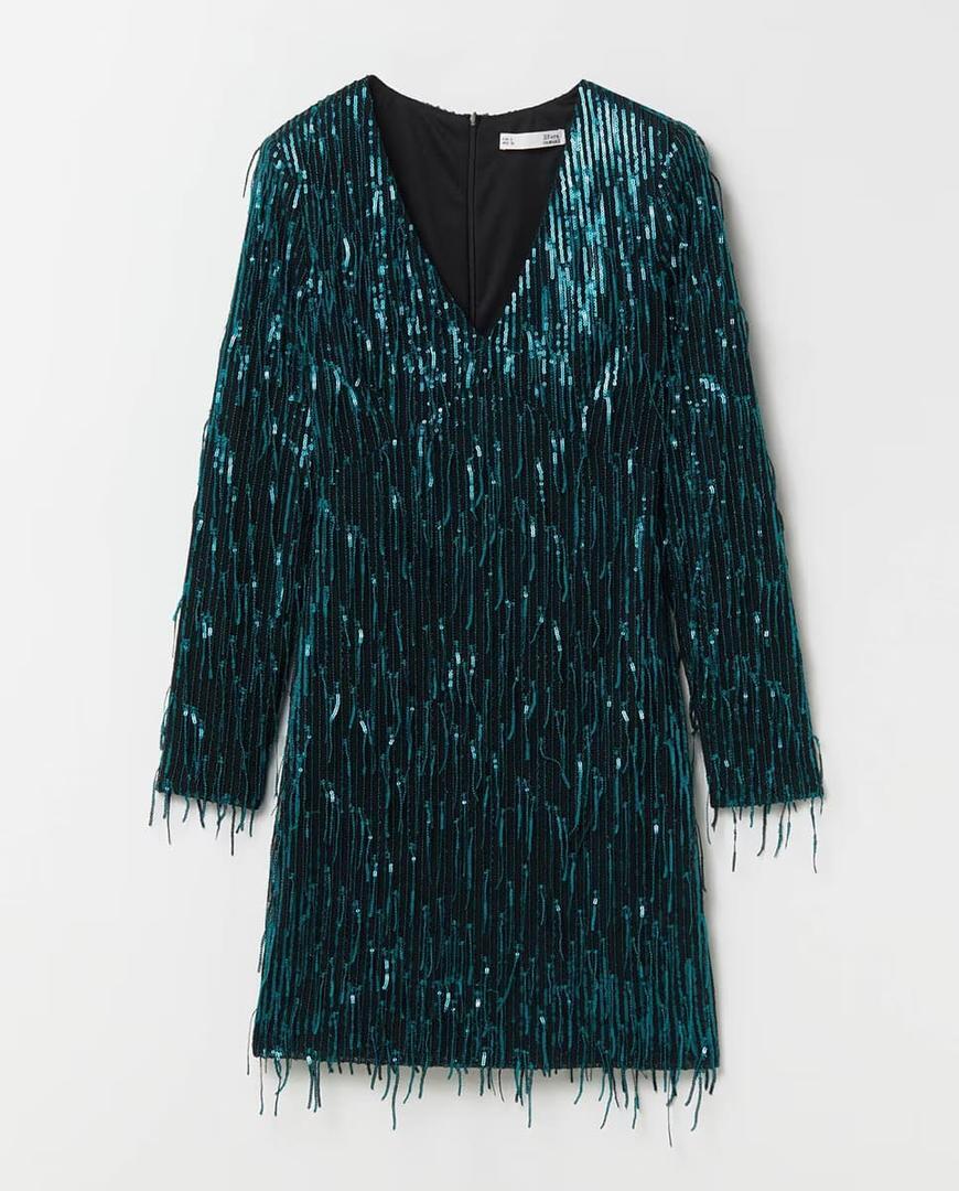 Vestido con flecos y lentejuelas de El Corte Inglés