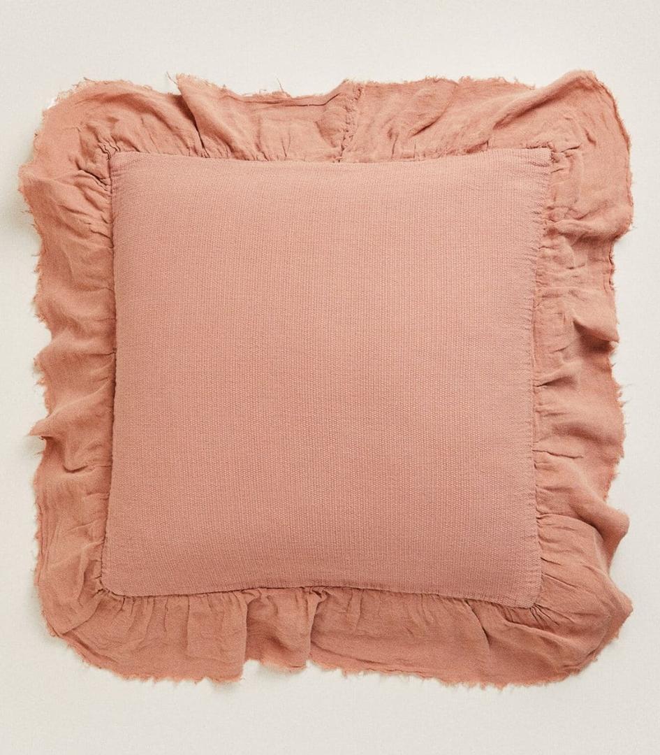 Funda de cojín con volantes de lino