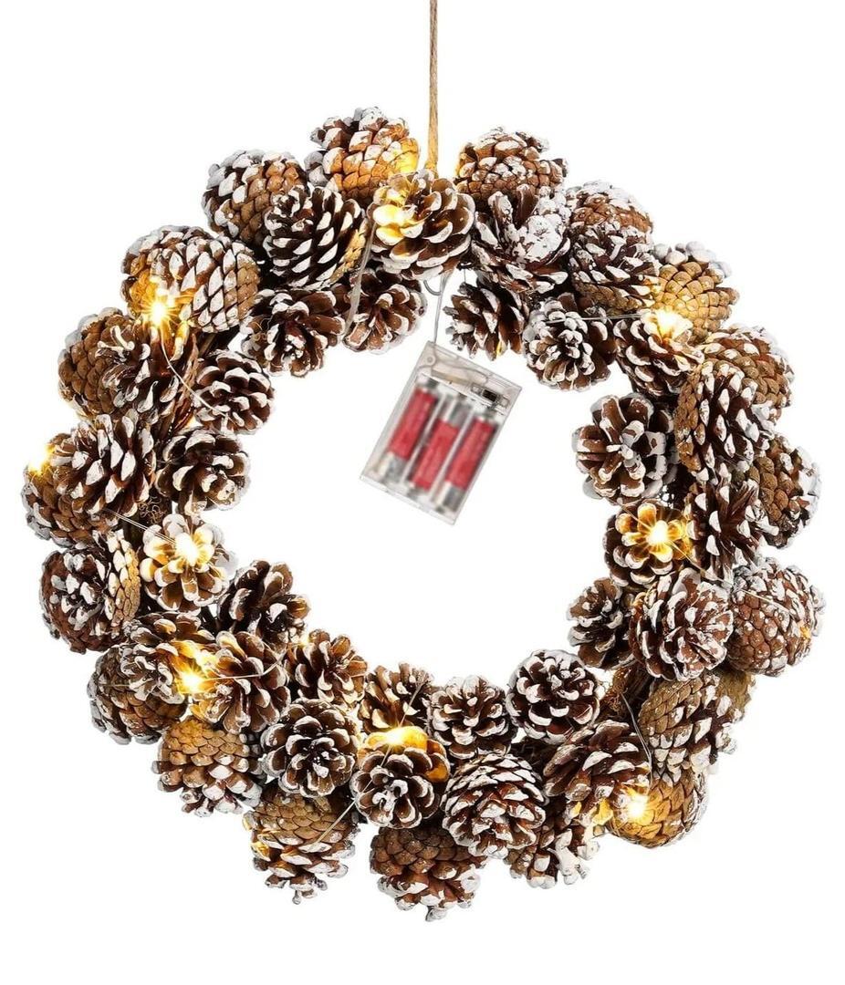 Corona navideña multimaterial para el interior