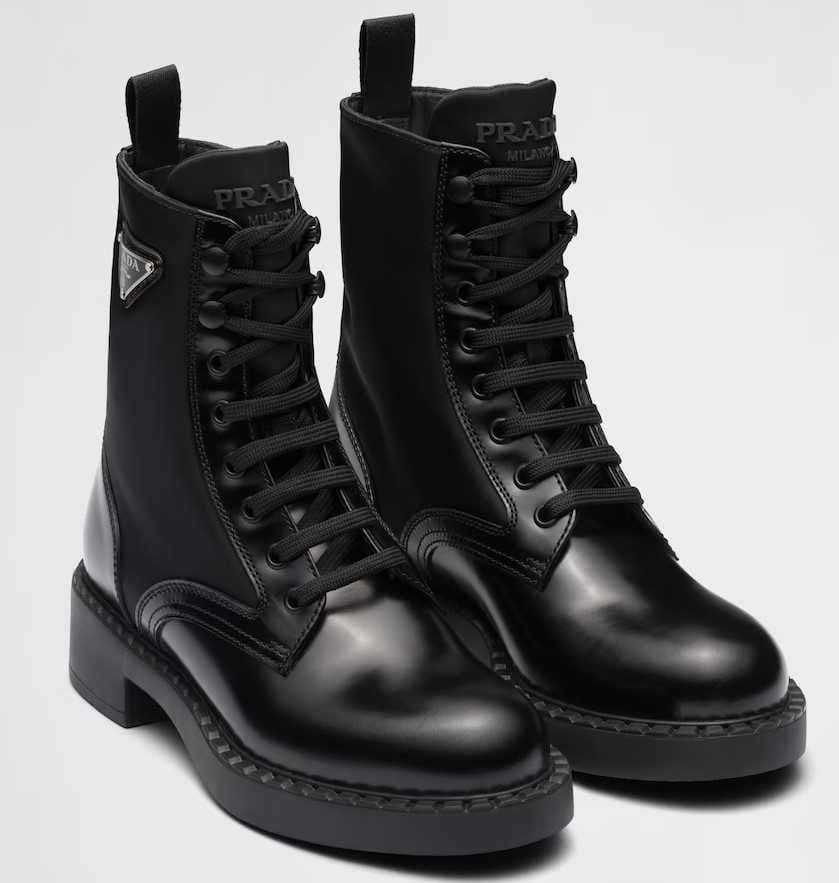 Botas de piel cepillada y Re-Nylon de Prada