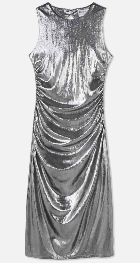 Vestido Midi Metalizado Fruncido De Rita Ora de Primark