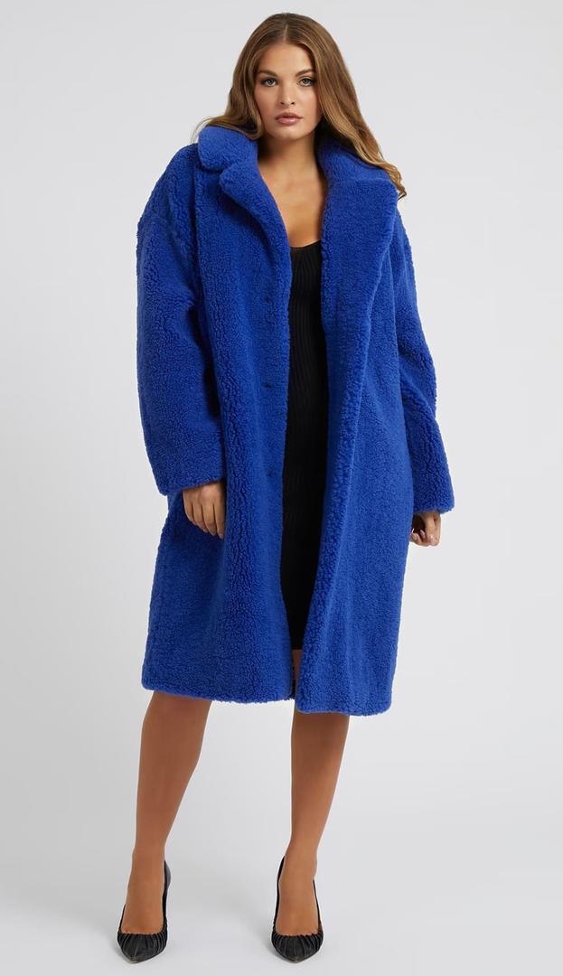 Abrigo azul de pelo sintético de Guess