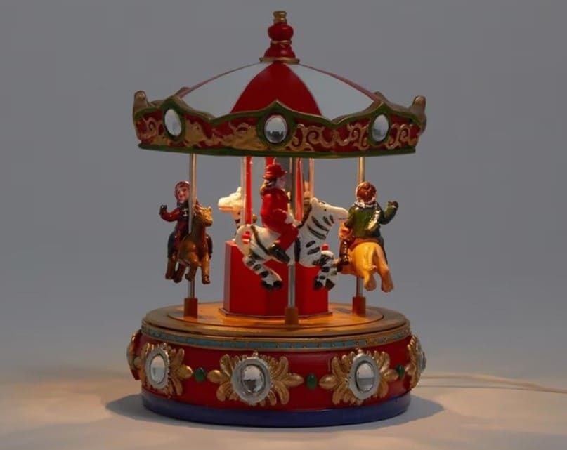 Mini Carrusel navideño con luces LED Pueblo Americano