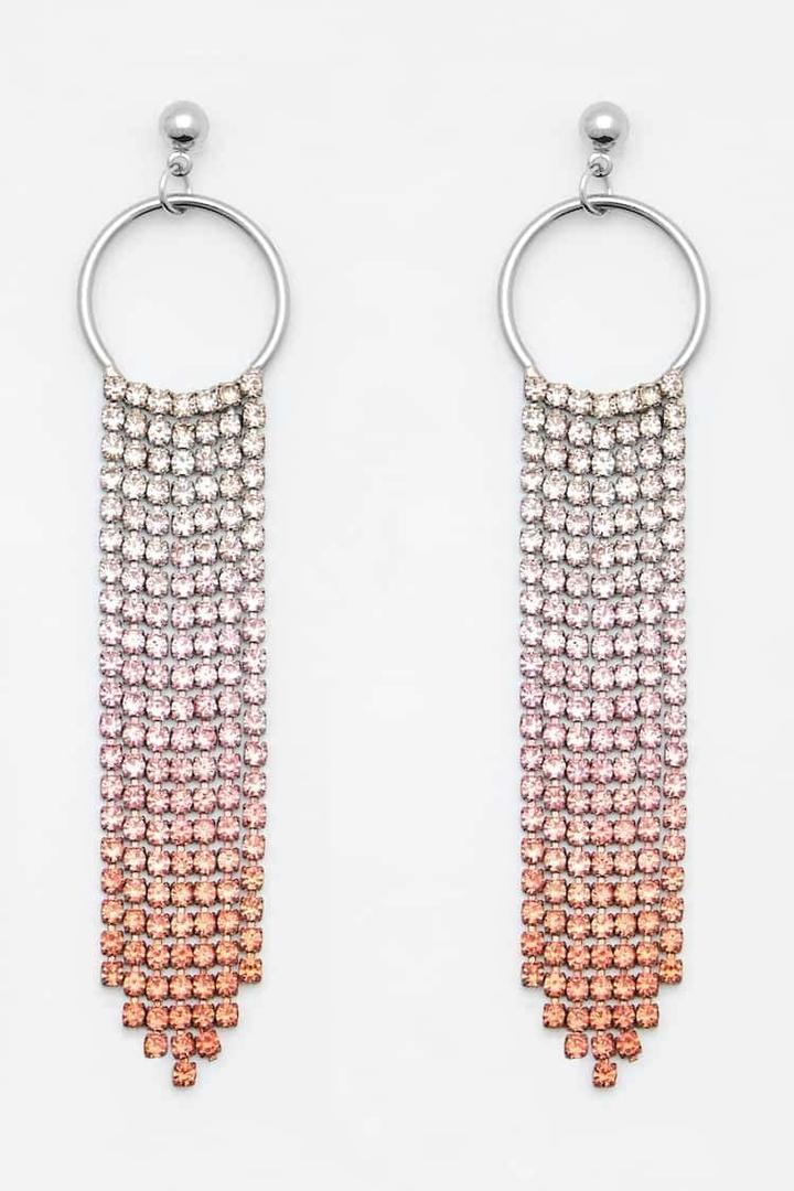 Pendientes largos con flecos y aros strass de Pull&Bear