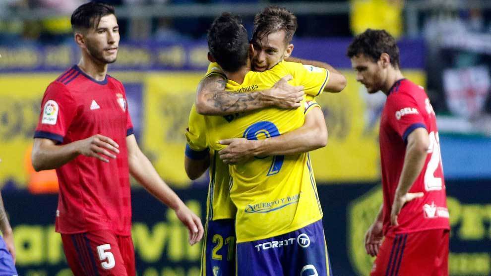 David Barral celebra su gol anotado en Copa del Rey en el Cádiz CF - CA Osasuna