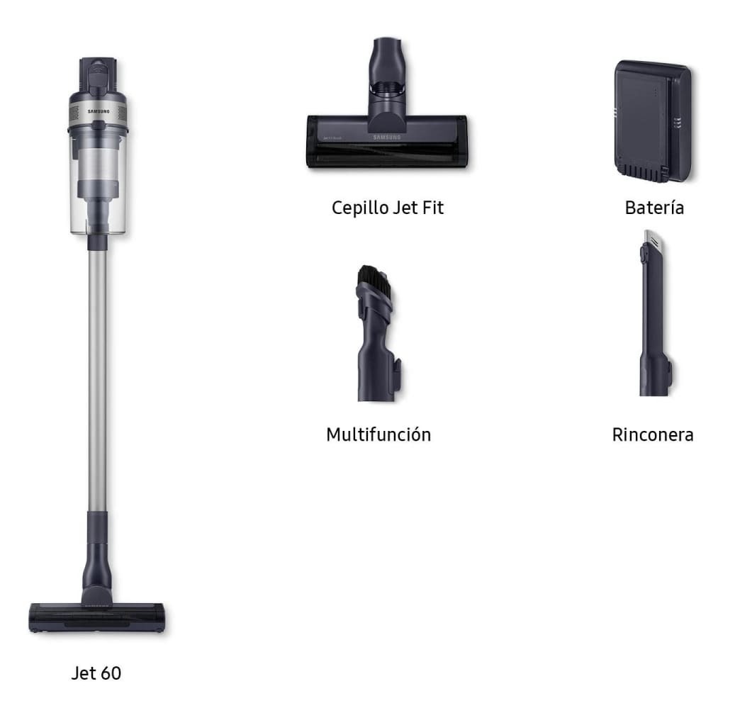 Aspirador escoba sin cable Samsung de 410 W 2 en 1 con 0,8 litros y autonomía de 40 minutos en Carrefour