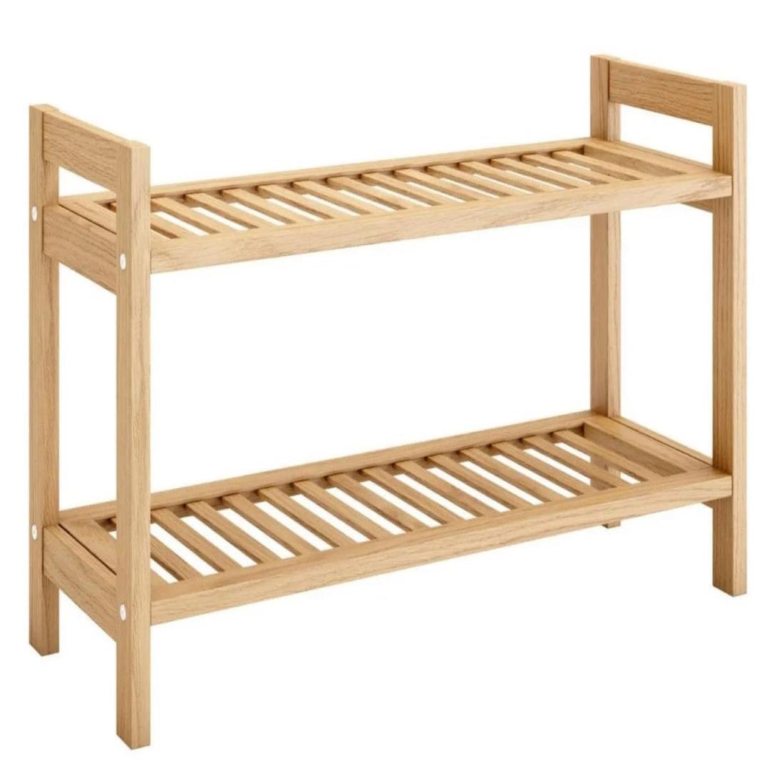 Estantería de bambú apilable con 2 baldas