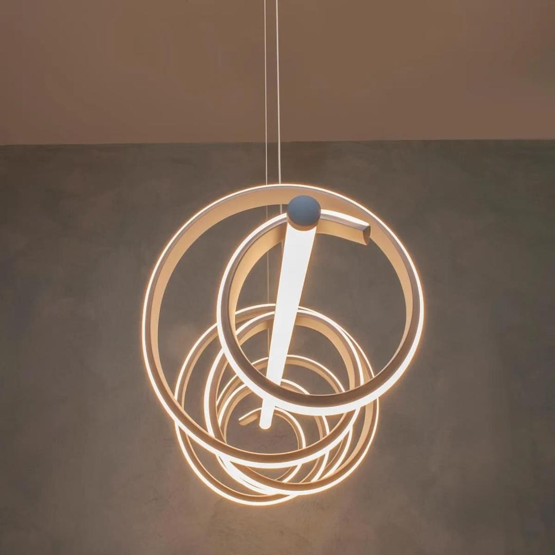 Lámpara de techo candelabro elegante colgante blanco moderno y estilizado con doble LED de Leroy Merlin