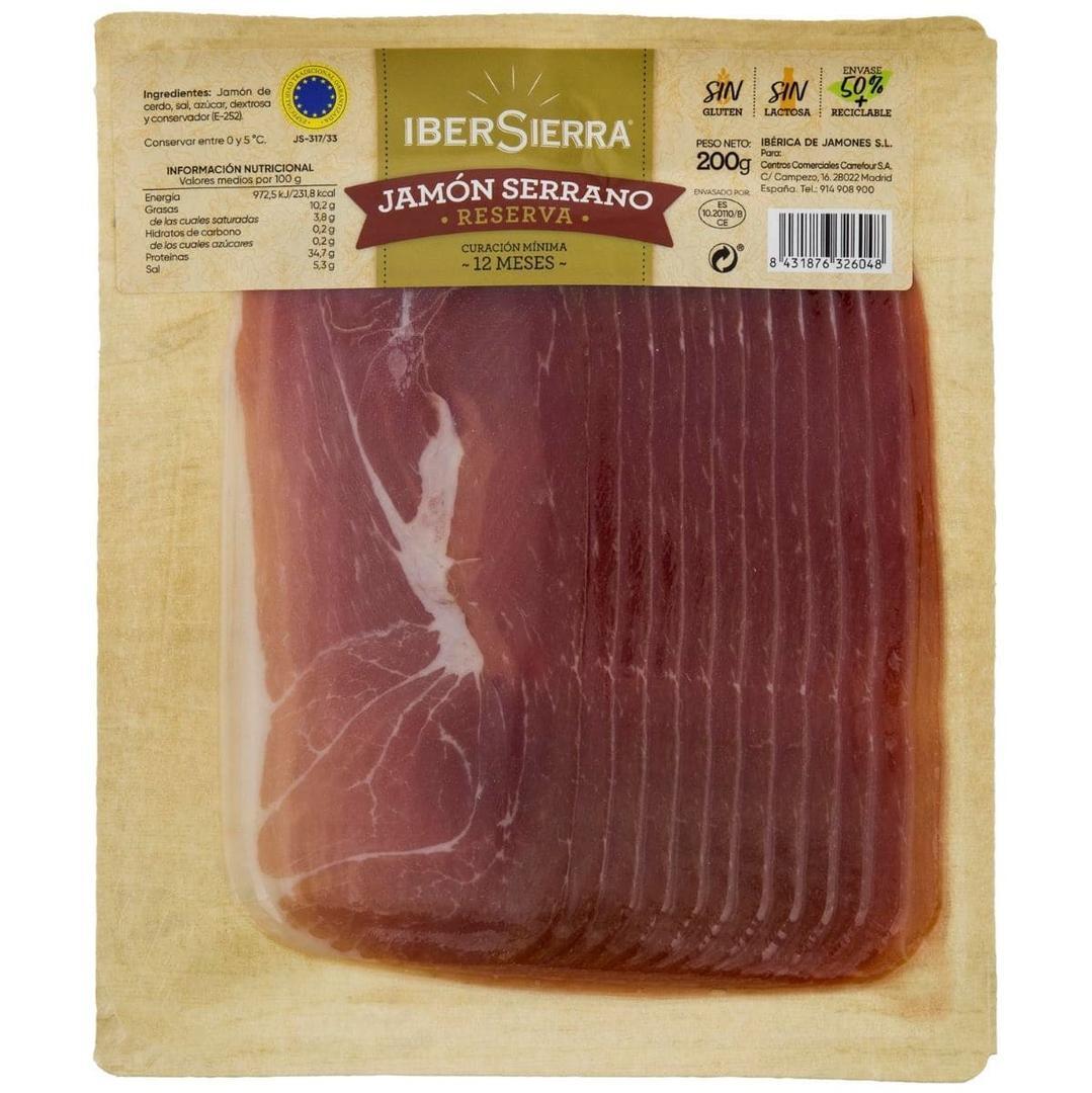 Jamón curado de reserva en lonchas IberSierra