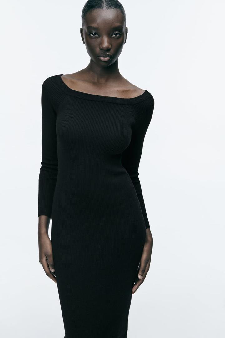 Vestido ajustado de punto canalé de Zara