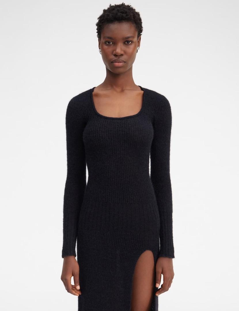 Vestido ajustado de punto canalé de Zara