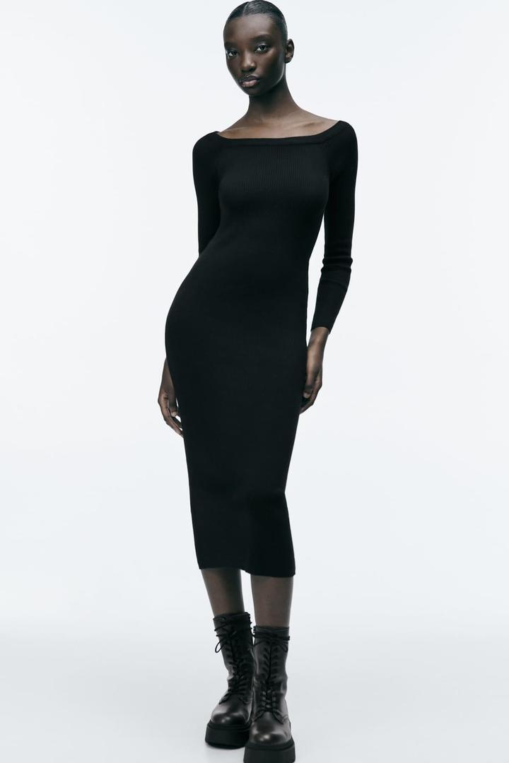 Vestido ajustado de punto canalé de Zara