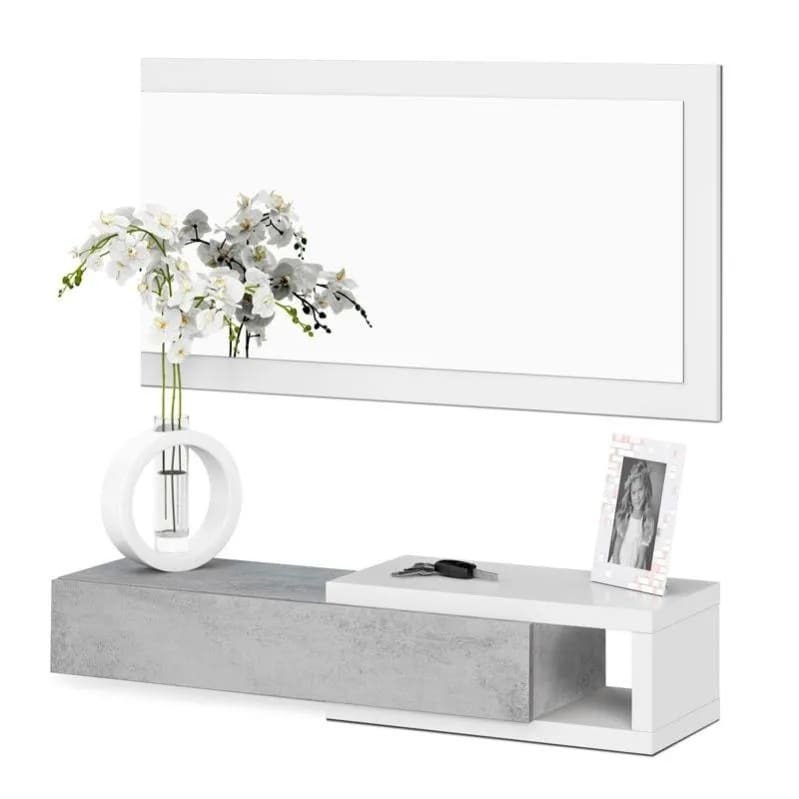 Mueble de recibidor con espejo Noon Blanco Artik de Leroy Merlin